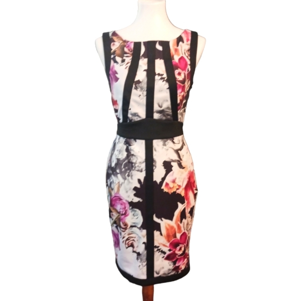 BEBE Floral Bodycon Scuba Midi Dress Size Small